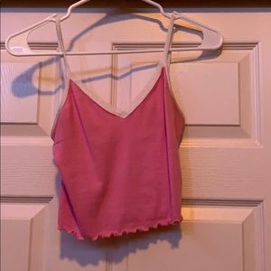 pink cropped tank top